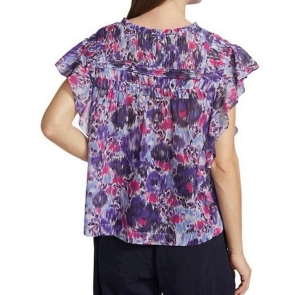 NWT Isabel Marant etolie abstract flutter sleeve layona blouse XS - Picture 2 of 14